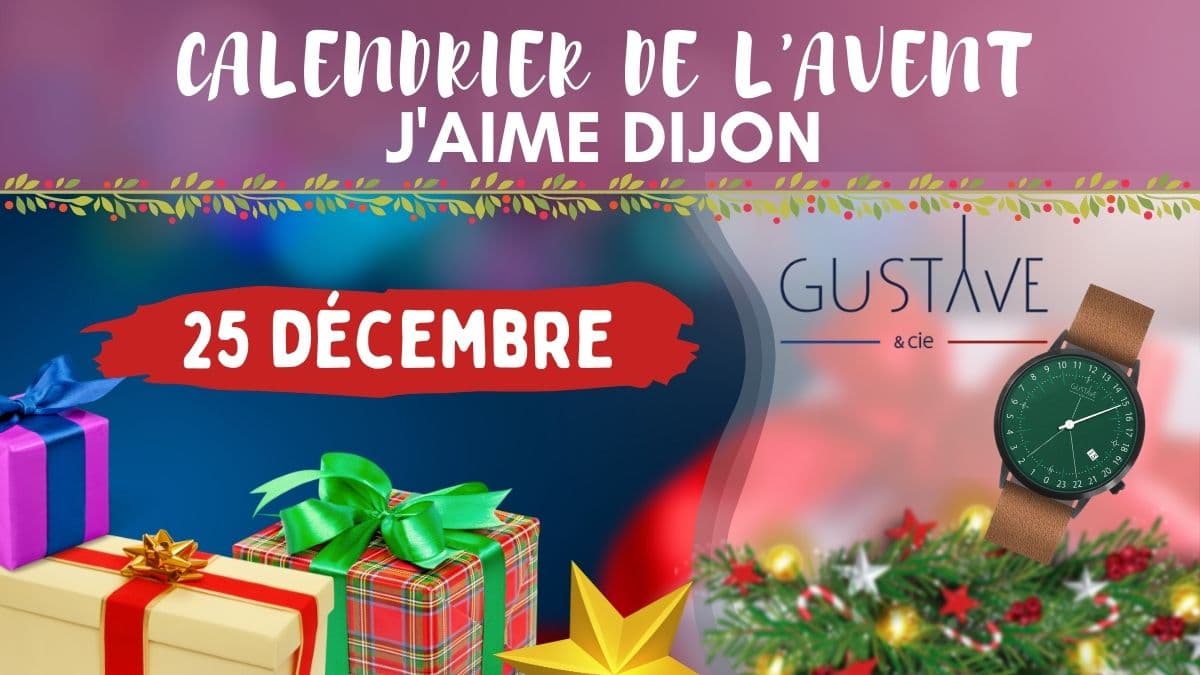 À gagner aujourd'hui dans le calendrier de l'Avent 2021 J'Aime Dijon : une montre offerte par Gustave & Cie, maison horlogère de Dijon.