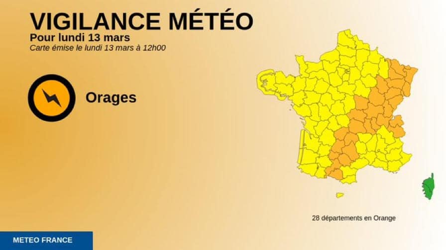 La vigilance orange a été prononcé ce lundi 13 mars. La Côte-d'Or, la Nièvre et la Saône-et-Loire sont concernées par les pluies, les orages et les vents forts