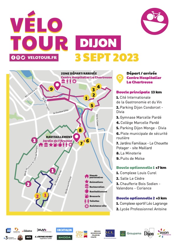 Le parcours du Vélotour 2023 à Dijon