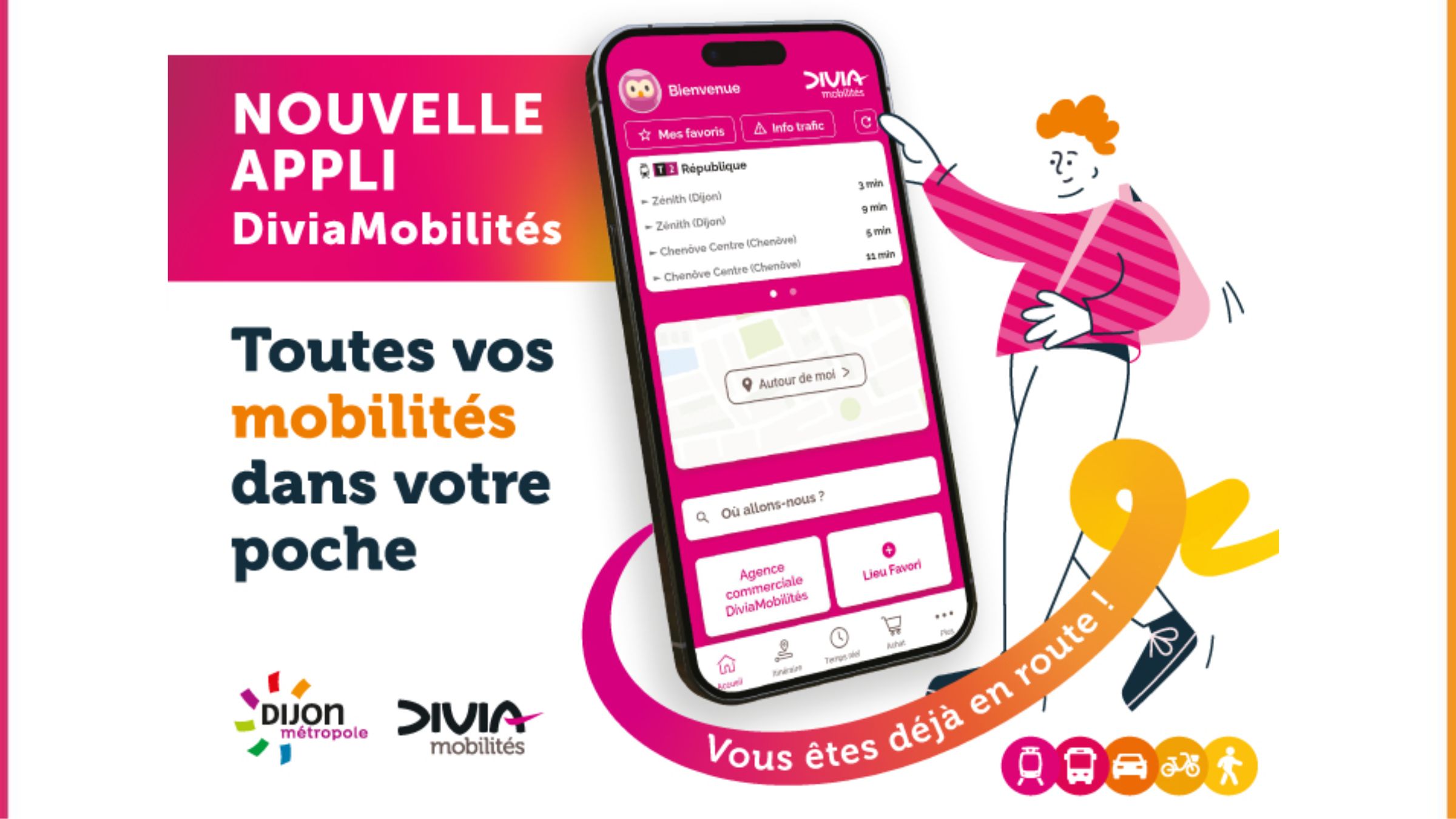 Simple, personnalisée et en temps réel... Découvrez la nouvelle application mobile de DiviaMobilités !